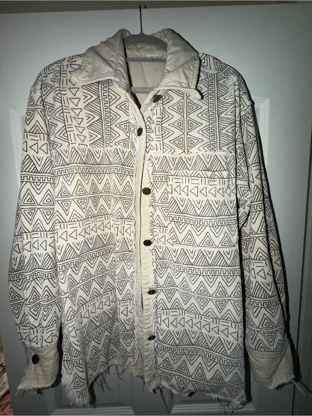 Cream Patterned Button-Up Jacket - Picture 1 of 3